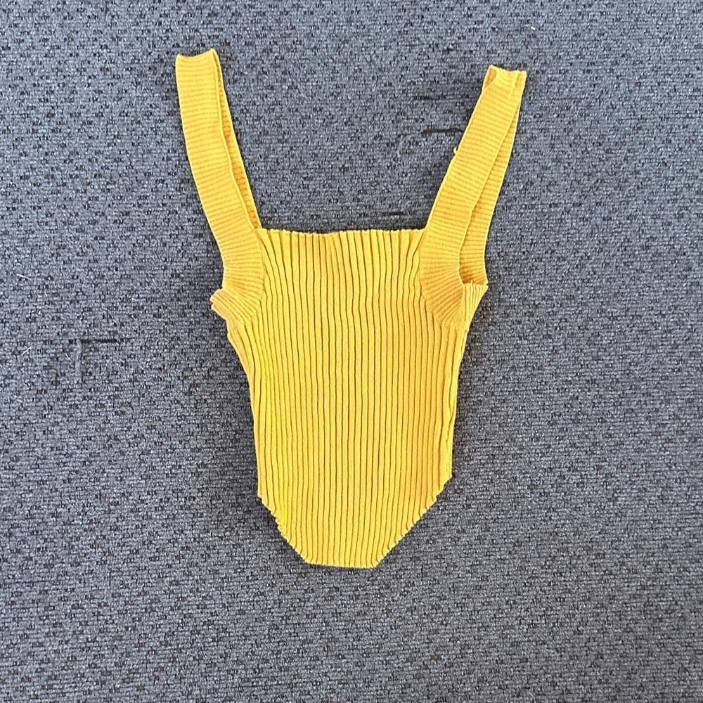 Yellow Ribbed Tank Top